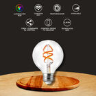 Foco Vintage LED Inteligente Globo G25 WiFi 4.5 W, Luz RGB + C&aacute;lida, Base E27, Atenuable, Compatible con App m&oacute;vil y Asistentes de voz