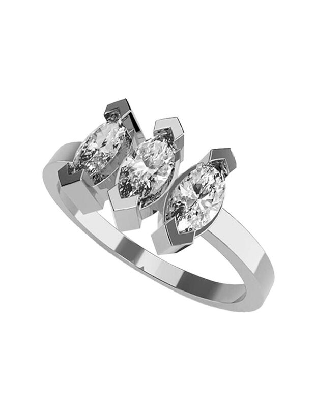 Anillo de Compromiso en Oro Blanco 10K con Circ... image number null