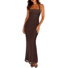 Vestido Maxi Malla Reoria, Color Chocolate Oscuro, Talla M