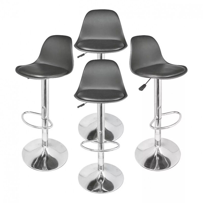 Set de 4 Sillas Altas Bar Giratorias Negras image number null