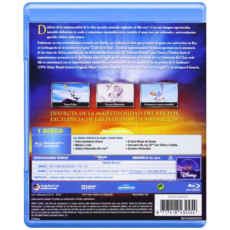 El Rey Le&oacute;n [Blu-Ray] (1994) The Lion King image number null