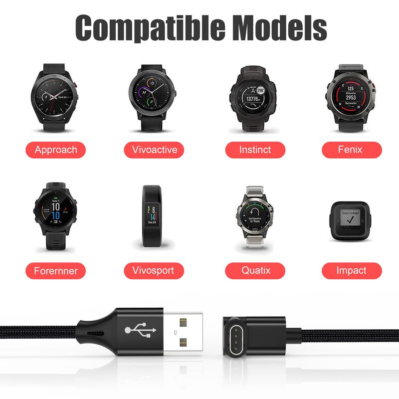 Cargador Agvee 100cm para Reloj Garmin, Forma L image number null