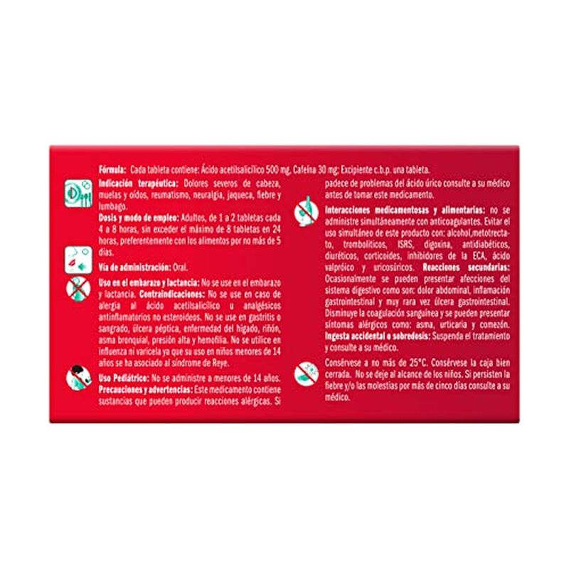 Cafiaspirina 40 Tabletas 500 Mg/30 Mg image number null