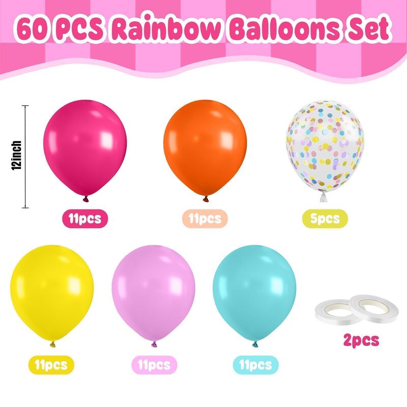 Set De 60 Globos Coloridos Arco&iacute;ris Paready image number null