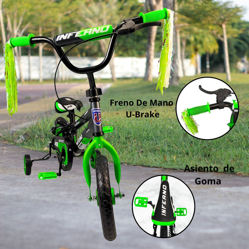 Bicicleta Infantil Ni&ntilde;os R12 Ruedas Auxiliares ... image number null