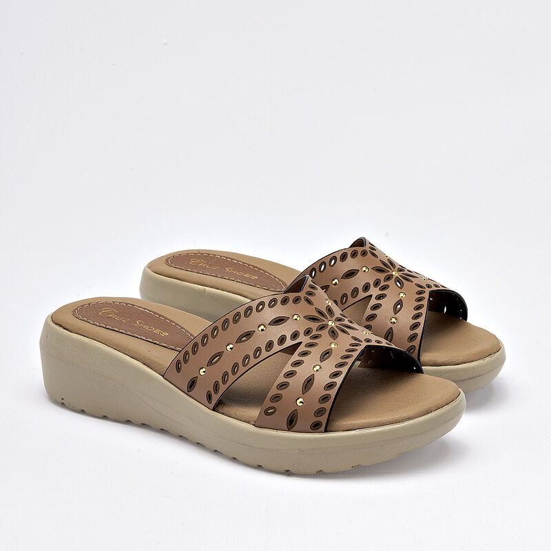 Cruz Shoes sandalia plataforma para mujer camel... image number null