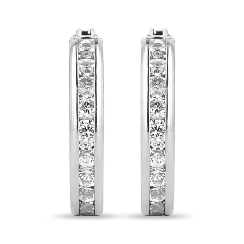 Arracadas Oro Blanco 10k Con Zirconias 10 mm | ... image number null