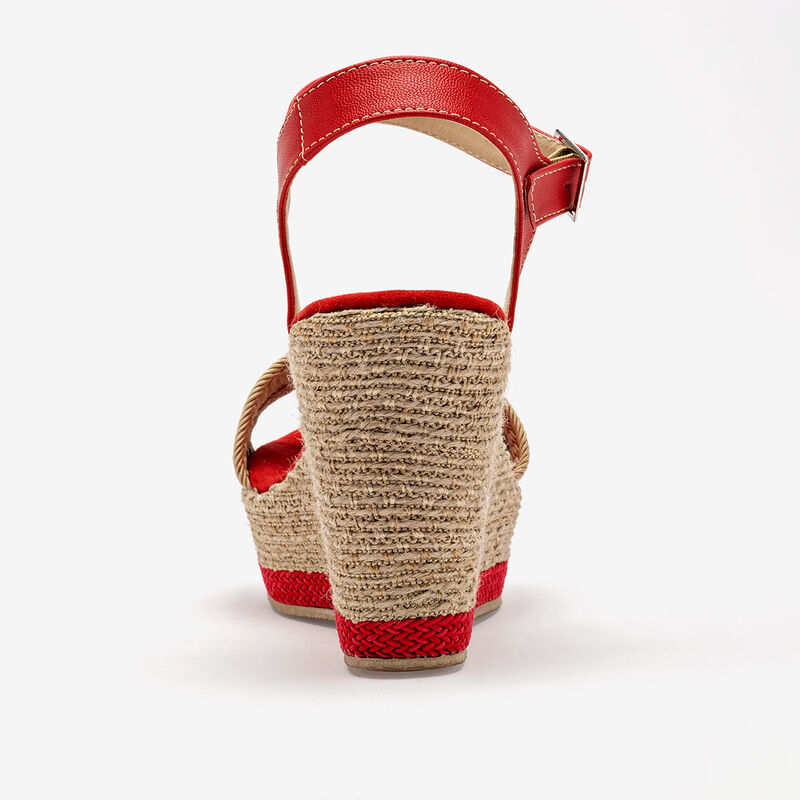 Moramora sandalia cu&ntilde;a para mujer beige rojo co... image number null