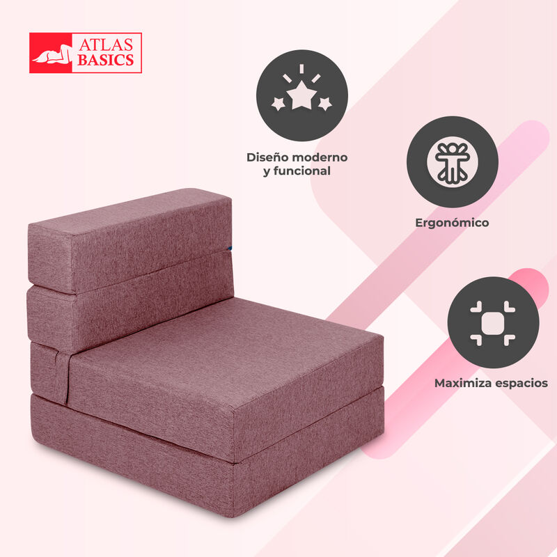 Sillón Plegable Tipo Puff Atlas Basics Rosa image number null