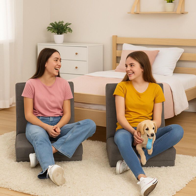 Sill&oacute;n Plegable Individual Gris Claro+ Cama par... image number null