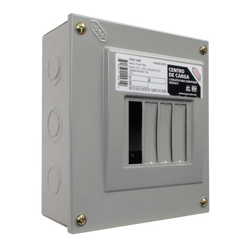 Centro de carga de tres circuitos trif&aacute;sico sob... image number null