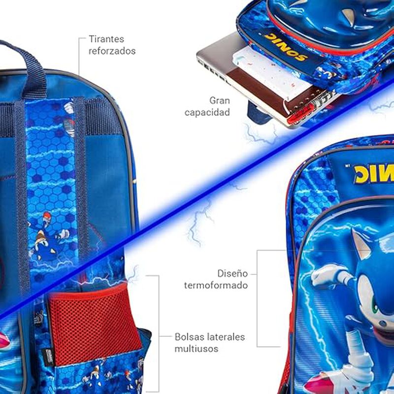 Mochila Edición Sonic Color azul con doble comp... image number null