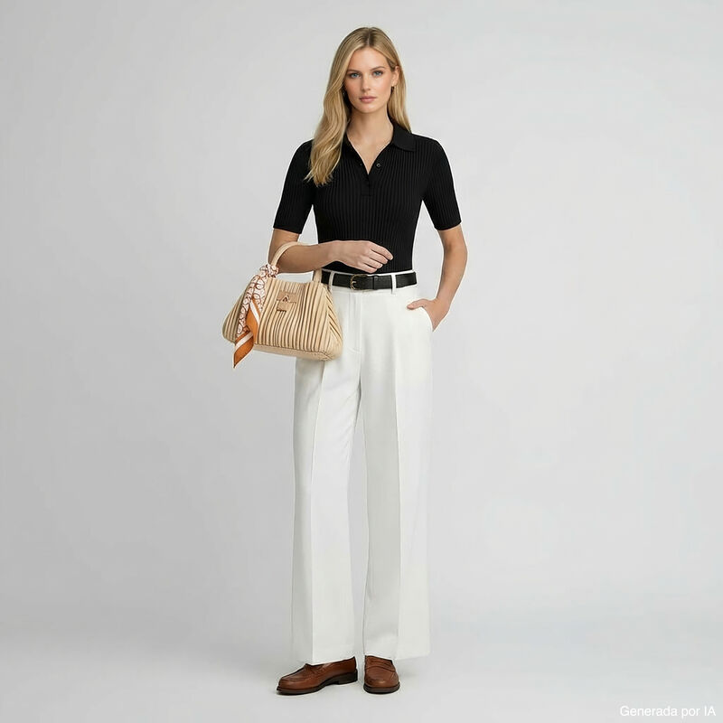 Bolsa Tote Chica Look Blisado Color Beige image number null