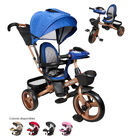 Triciclo Infantil Tipo Carriola con Bast&oacute;n Ajustable Luz y Sonido - Azul