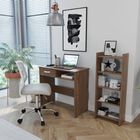 Biblioteca con Escritorio combinado Set 2 en 1 para home office, repisas para libros y espacio de trabajo