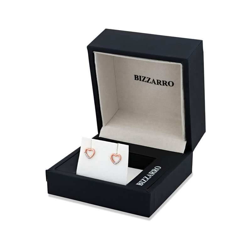 Broqueles De Oro Rosa 14K Con 3 Pts De Diamante image number null