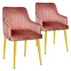 Set 2 Sillas Sillones Comedor Modernos Terciopelo Elegantes Rosa
