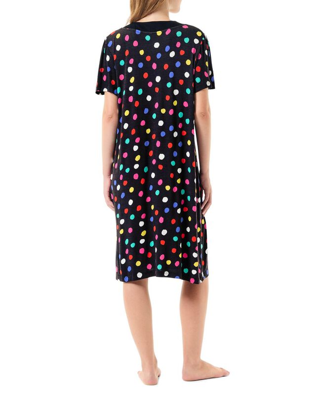 Vestido Corto de Viscosa con Cuello Pico y Mang... image number null