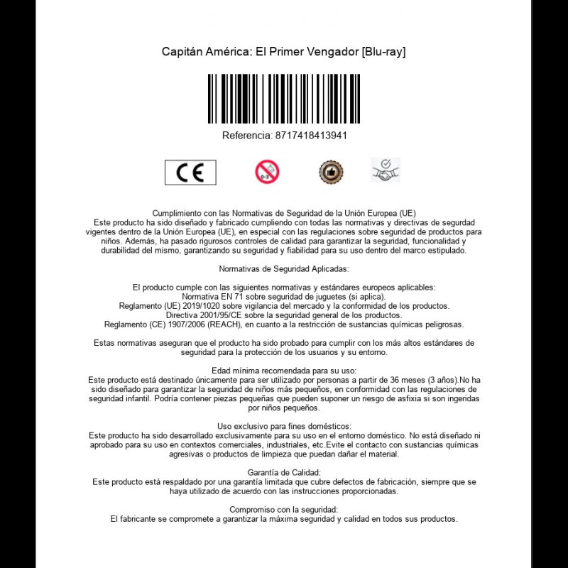 Capit&aacute;n Am&eacute;rica: El Primer Vengador [blu-ray] image number null