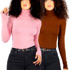 Set De 2 Sueteres Mujer De Cuello Alto Sueteres Dama Suet-1044-px2 Caf&eacute; Y Rosa Sweaters