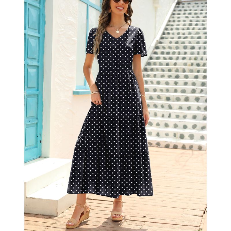 Vestido Zattcas Maxi Floral Manga Corta con Lun... image number null