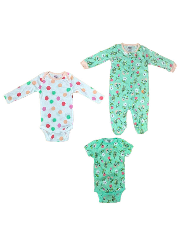 Kit 3 Piezas Bebé Niña Onesies Mamelucos y Paña... image number null