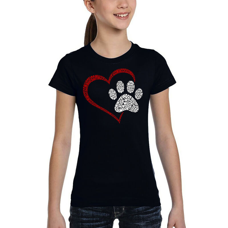 Camiseta Word Art Para Ni&ntilde;a - Coraz&oacute;n de Patas ... image number null