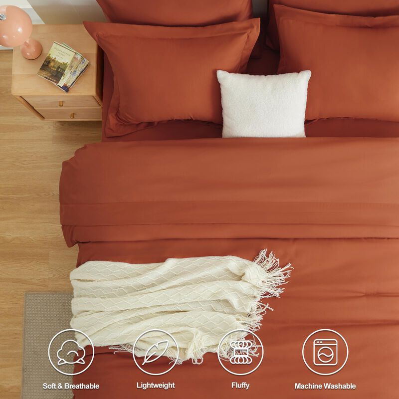 Juego De Edred&oacute;n Cozylux Queen Burnt Orange Jue... image number null