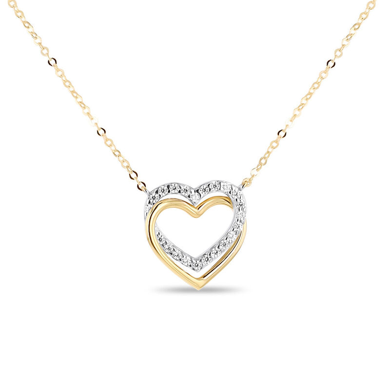 Gargantilla Coraz&oacute;n Bicolor 10k Con Zirconias (... image number null
