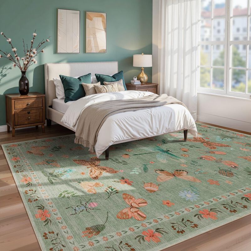 Alfombra Rugxara 244 x 254 cm Verde Boho Con Mo... image number null