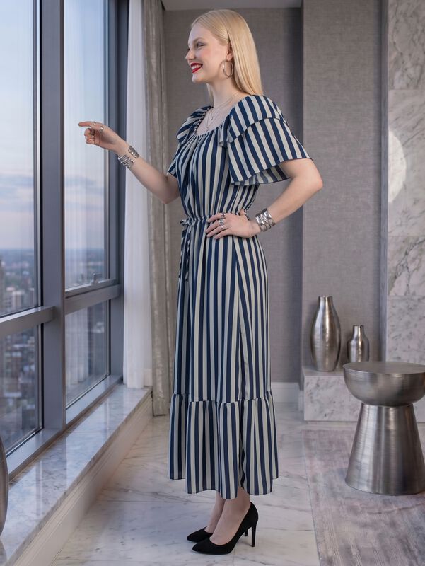 Vestido Midi De Rayas Verticales, Corte Favorec... image number null