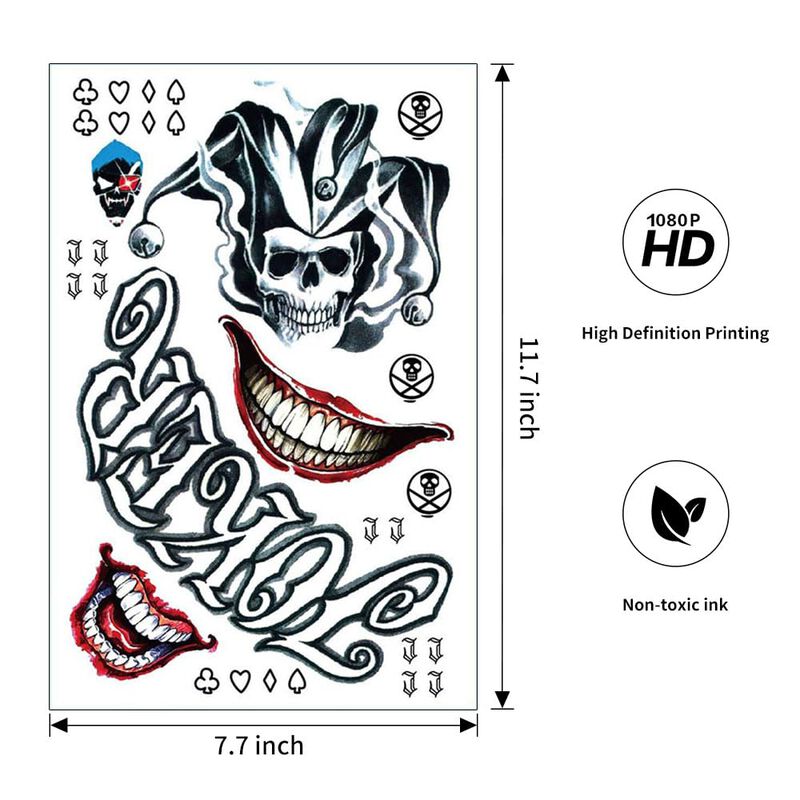 Tatuajes Temporales Dexuhe Joker 6 Hojas 20x30 ... image number null