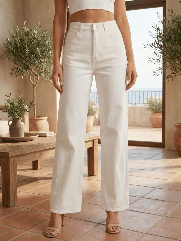 Pantal&oacute;n Mezclilla Wide Leg de Moda Corte Ampli... image number null