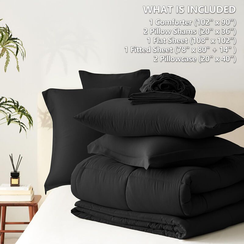 Juego De Edred&oacute;n Cozylux, Tama&ntilde;o King, Negro, 7... image number null
