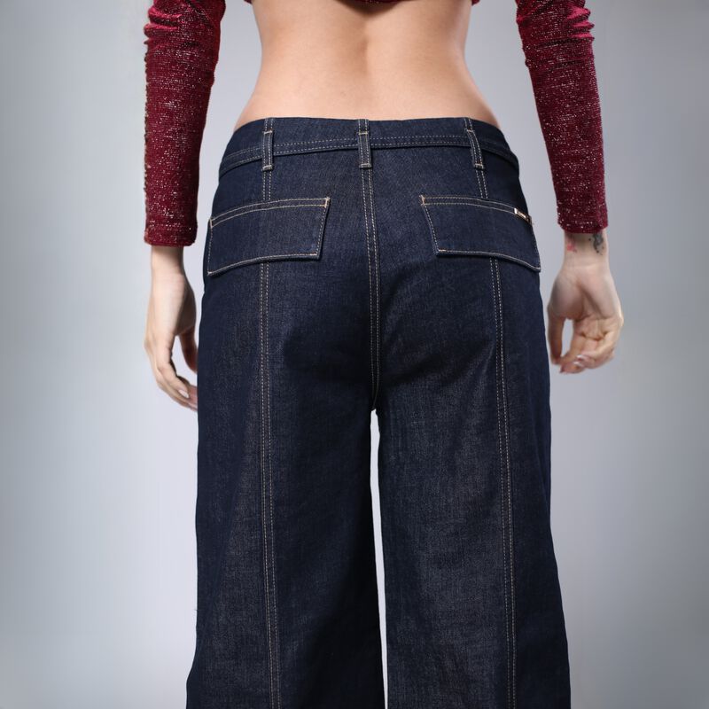 Pantal&oacute;n Recto Mujer Mezclilla Casual Tiro Medi... image number null