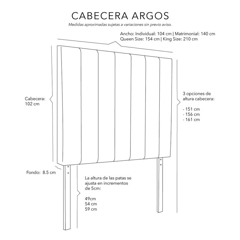 Cabecera Matrimonial Dicasa Argos Gris Claro image number null