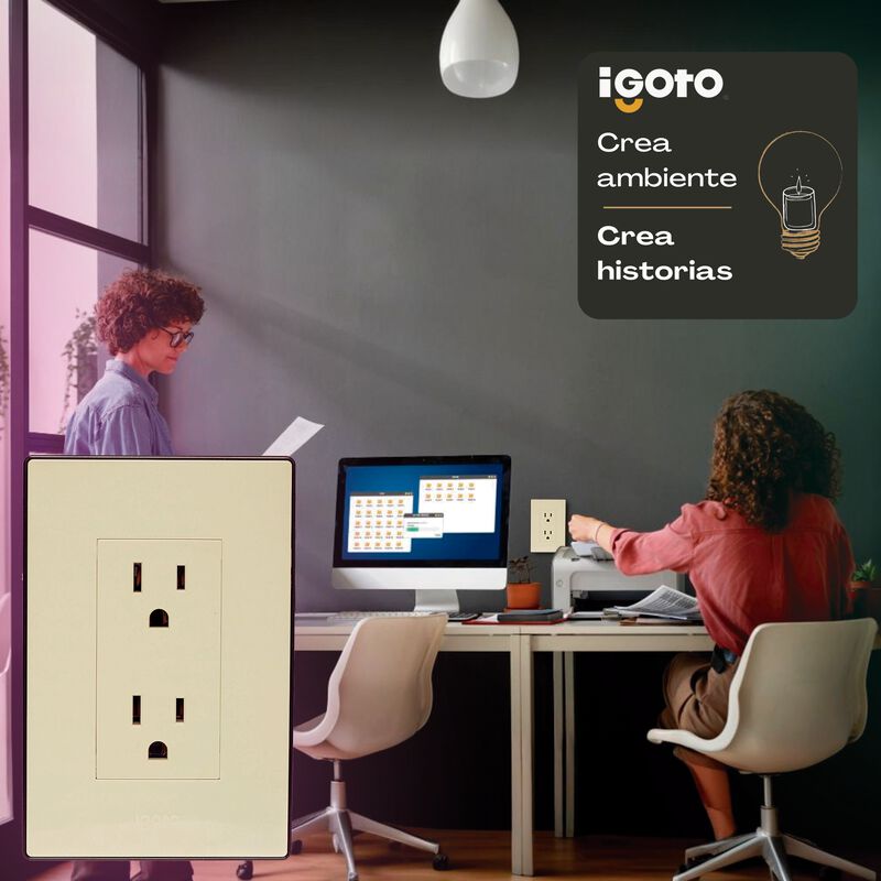 10 Pack Contacto Doble duplex Color Marfil con ... image number null