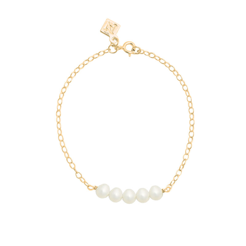 Pulsera de Cadena Dorada con 5 Perlas image number null