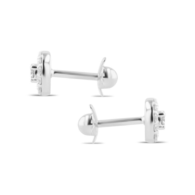 Broqueles De Oro Blanco 14k Con 20pts De Diaman... image number null