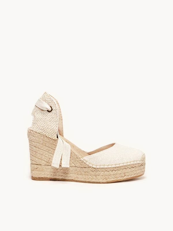 Alpargata de Cu&ntilde;a Alta Cala Lona Metal Blanco image number null