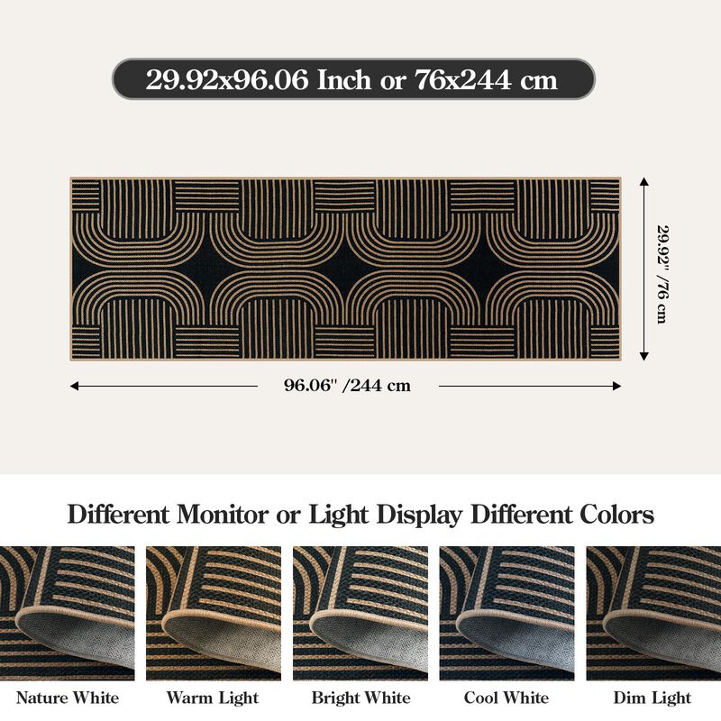 Lahome Alfombra Corredora Geom&eacute;trica Negra 2 &times; ... image number null
