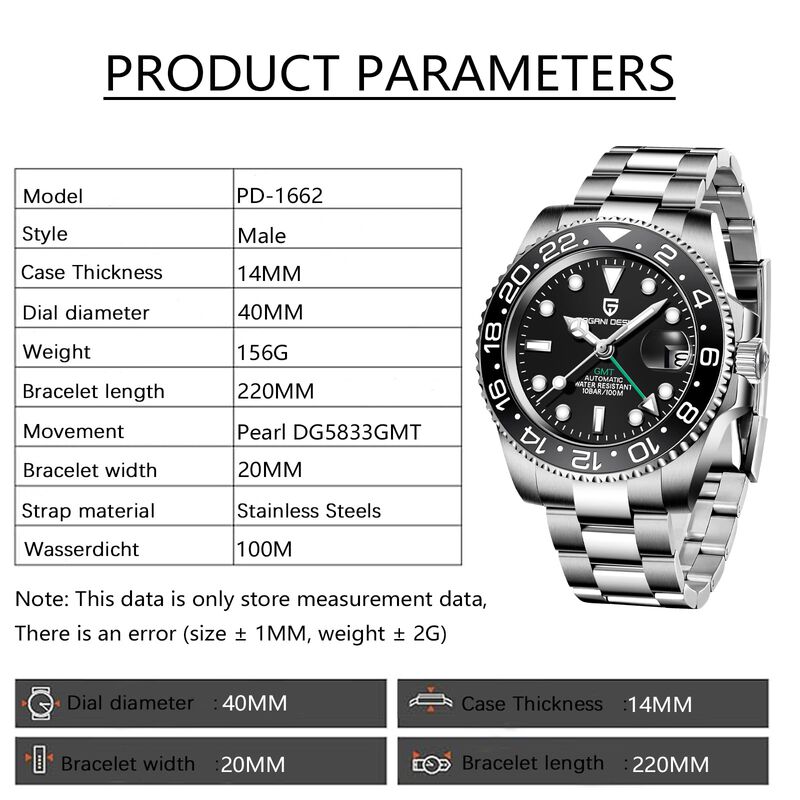 Reloj Benyar Gmt Autom&aacute;tico 40 mm Acero Inoxida... image number null