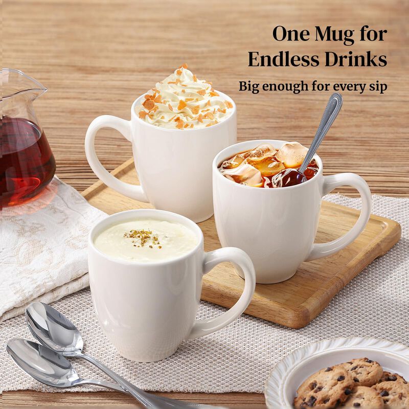 Tazas De Caf&eacute; Dowan 350 ml, Juego De 6, Blanco,... image number null