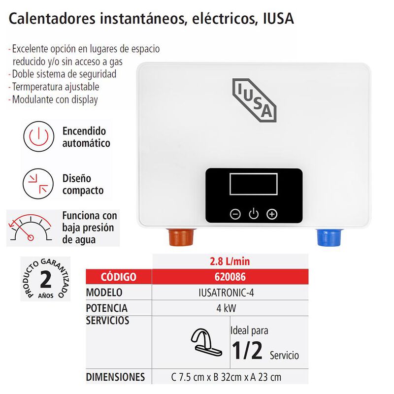 Calentador instantáneo eléctrico 2.8 L/min IUSA image number null