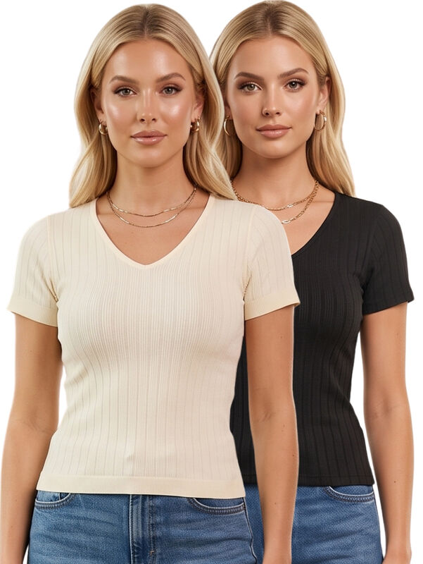 Pack De Blusas Casuales, Manga Corta Y Ajuste E... image number null