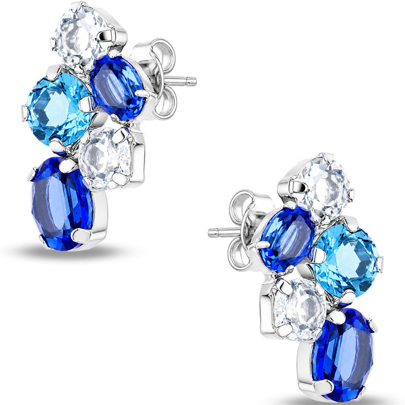 Aretes Plata 925 Con Piedras Azules image number null