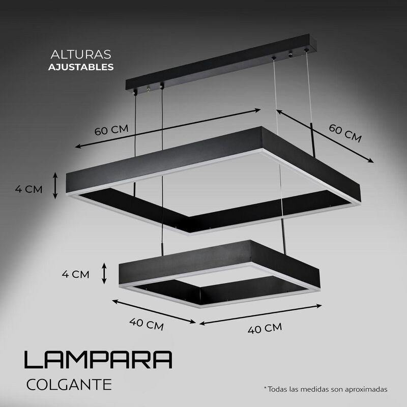 L&aacute;mpara Moderna Colgante Led 2 Rect&aacute;ngulos (Neg... image number null