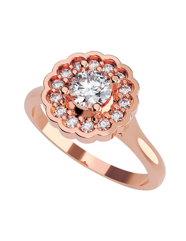 Anillo de Compromiso en Oro Rosa 14K con Circon... image number null