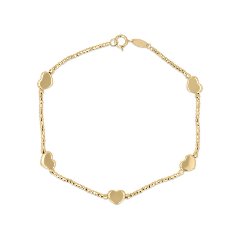 Pulsera De Oro Amarillo 14k-18.5cm Con Corazone... image number null