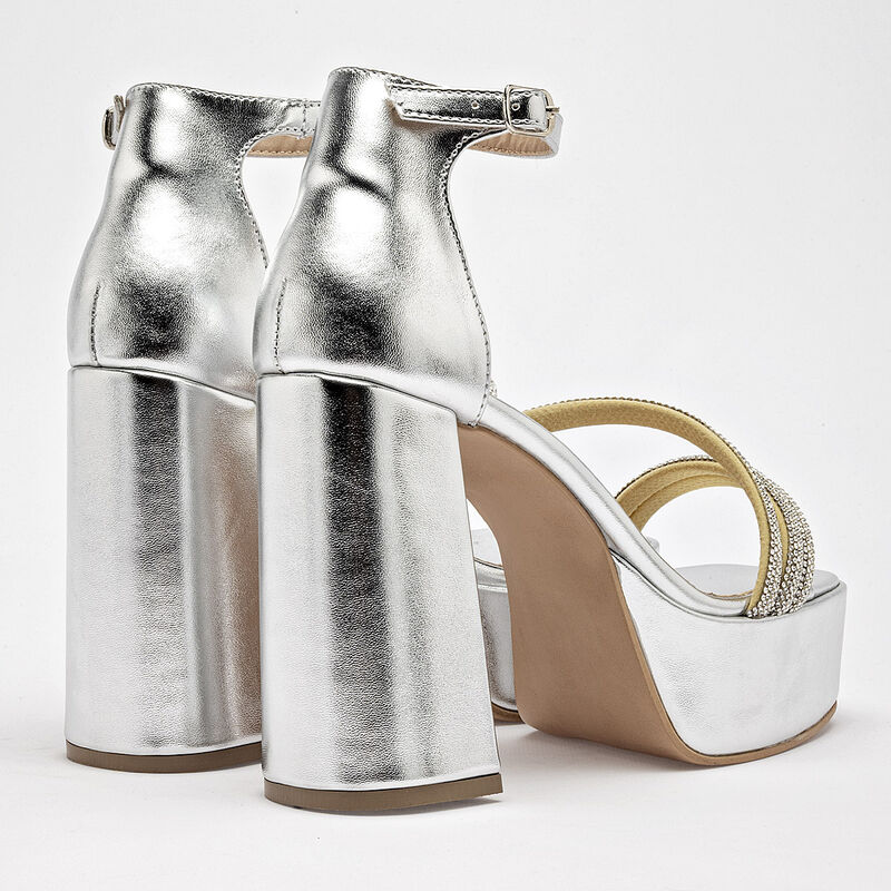 Moramora Zapatillas de fiesta para mujer plata image number null